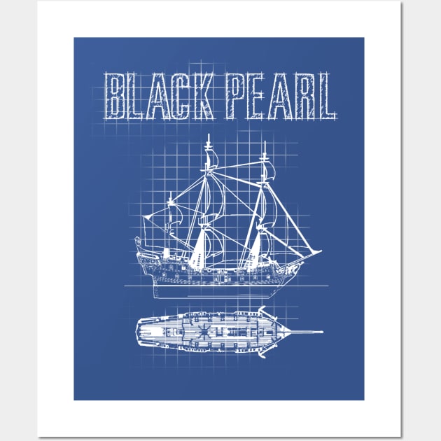 Black Pearl Blueprint Wall Art by Clathrus